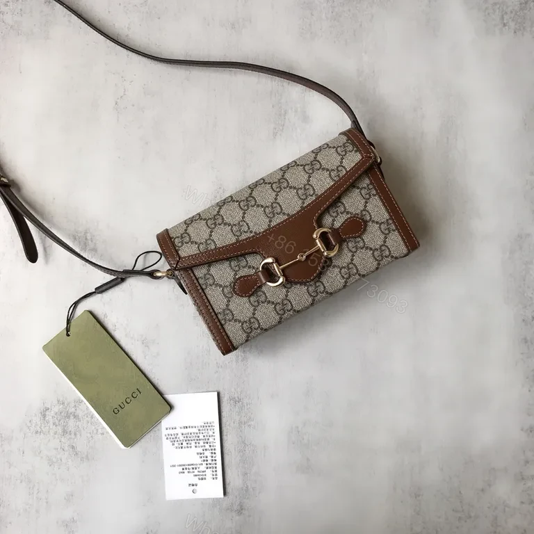 View 3 of Compact Monogram Crossbody: GG Supreme Canvas, Leather Trim