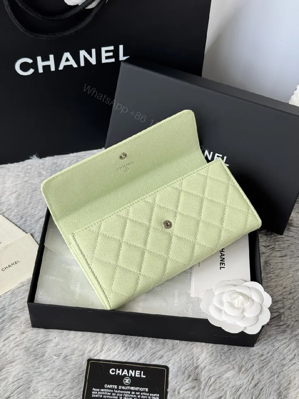 View 4 of Mint Green Quilted Wallet: Everyday Luxe, Cross-Body Ready