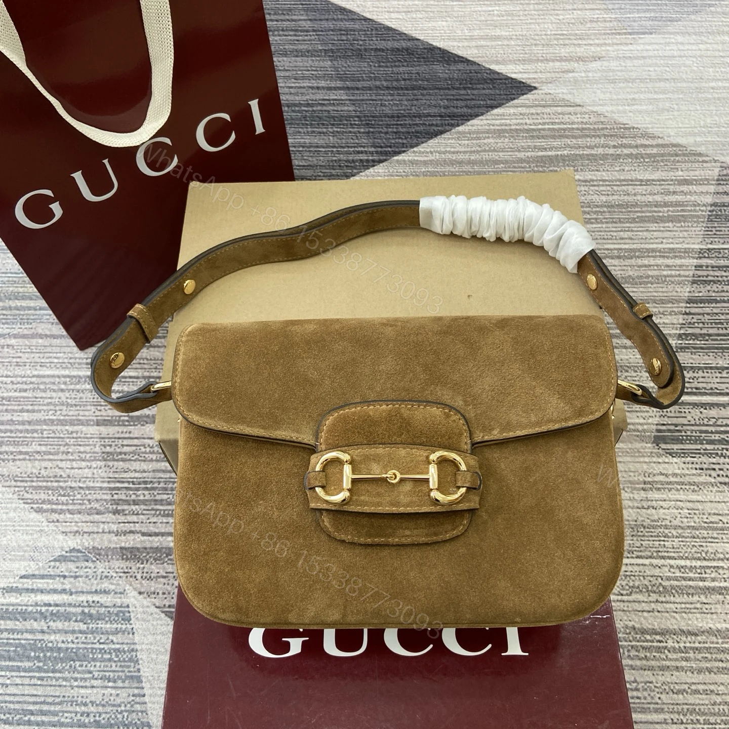 Gucci一比一Horsebit焦糖麂皮肩背包 女用百搭斜背復刻精品款 — view 1