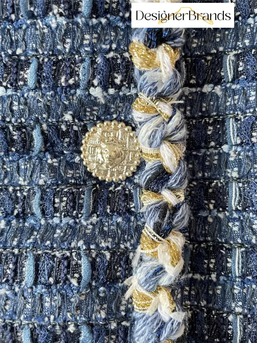 View 4 of Navy Tweed Vest: Structured Luxe, Braided Trim Detail