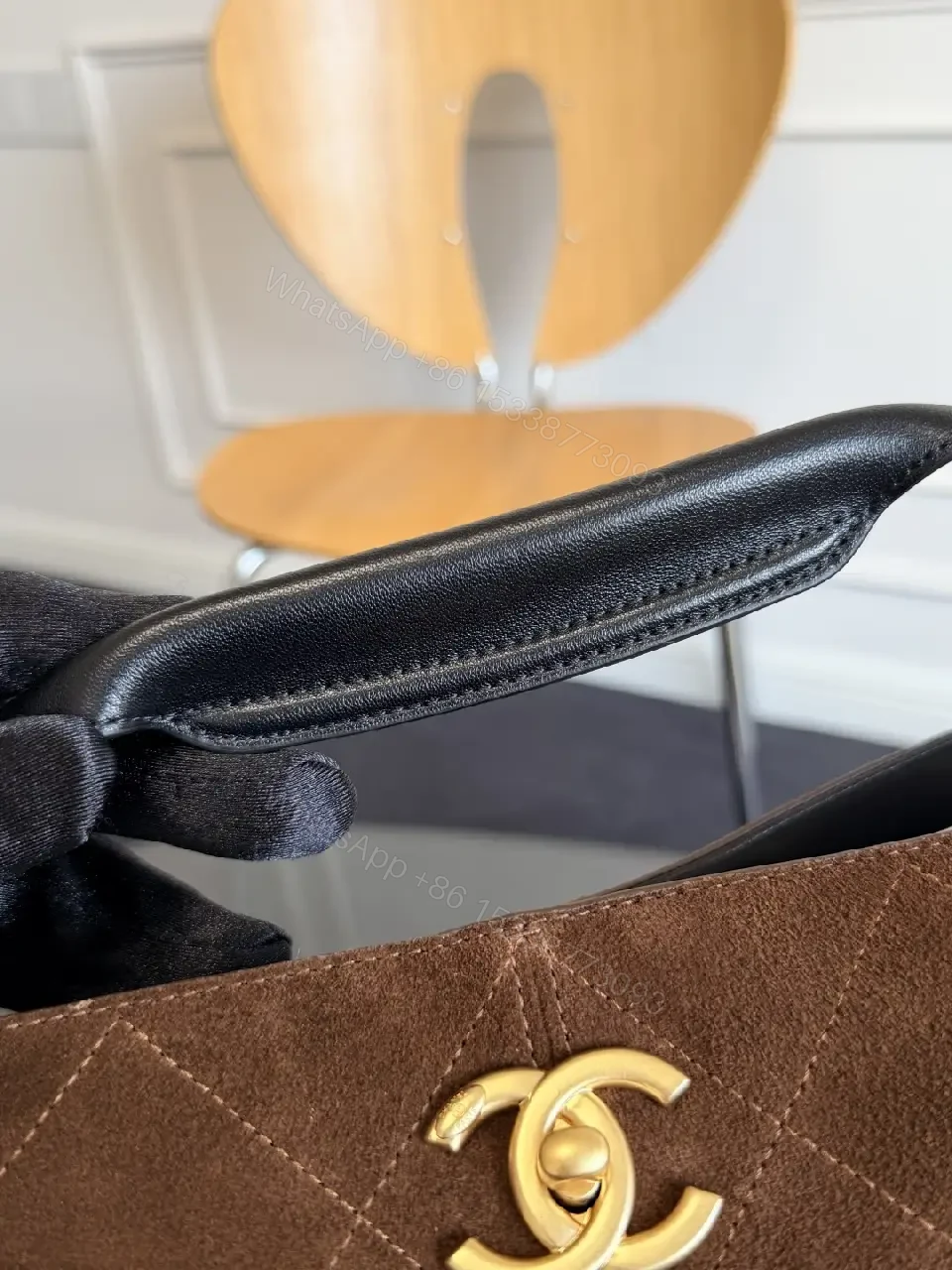 View 15 of Two-Tone Quilted Tote with Chain Accent