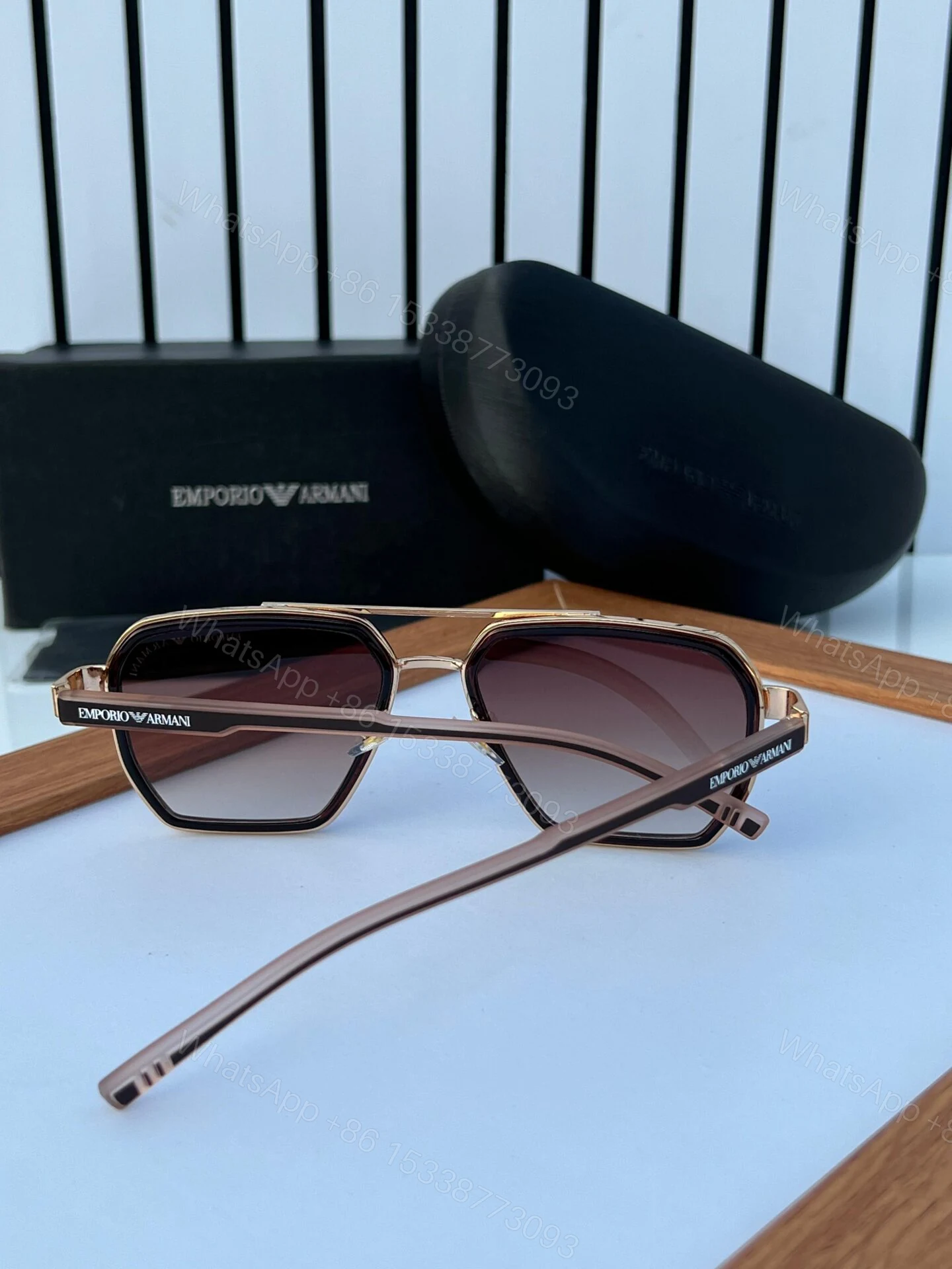 View 4 of Emporio Armani Square Brown Gradient Sunglasses