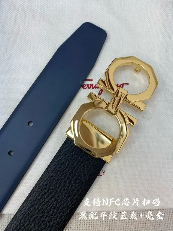 View 4 of Bold Calfskin Belt: Gold Gancini Buckle Luxury Accessory