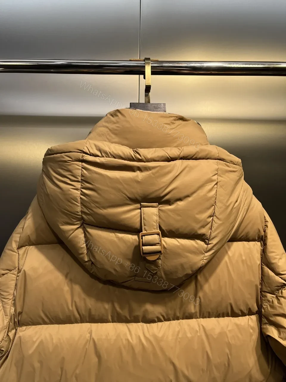 View 9 of Camel Quilted Puffer Jacket: Insulated, Plaid-Lined Luxury Coat