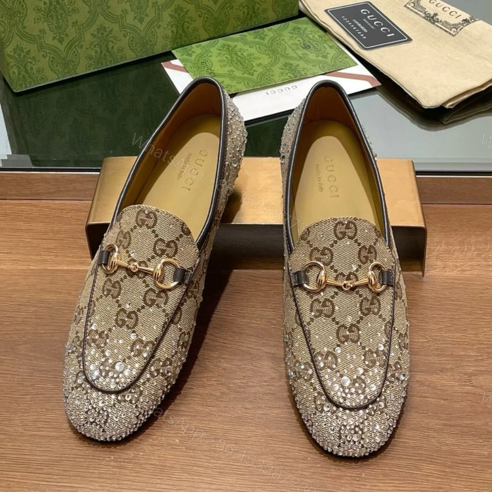 View 4 of GUCCI WOMEN’S JORDAAN LOAFER BEIGE AND DARK BROWN 813000 FAD4D 2550