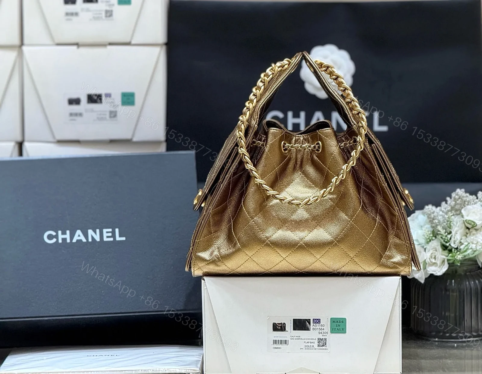 View 4 of CHANEL 25 HANDBAG 30 IN GOLDEN BROWN WITH GOLD HARDWARE