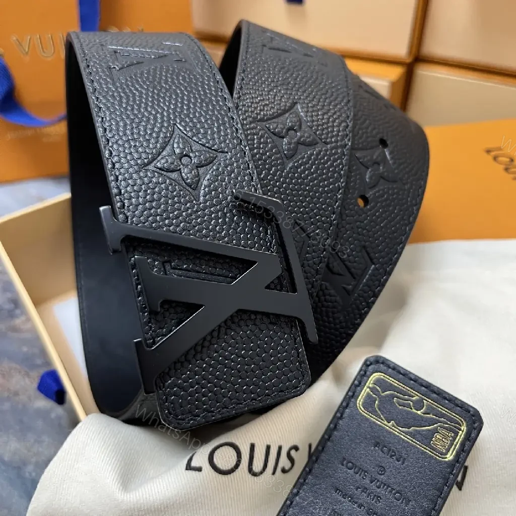 View 3 of Modern Leather Belt with Monogram Texture