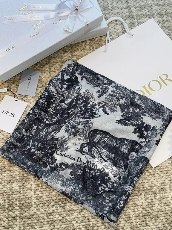 View 8 of Toile Scarve: Monochrome Dior-Print Silk-Feel Scarf