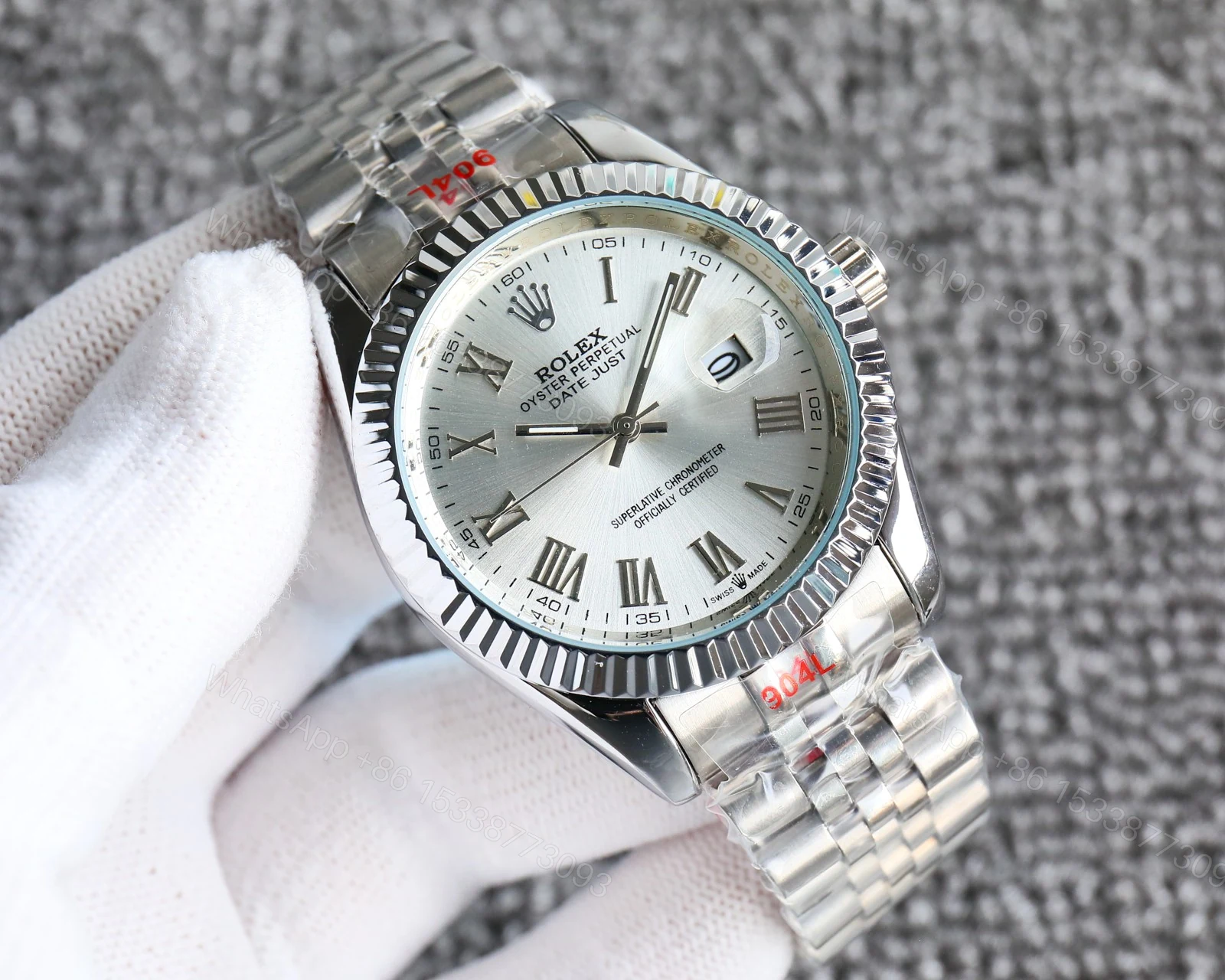 View 2 of Rolex Datejust Roman Numeral Oystersteel And White Gold In Silver 41Mm