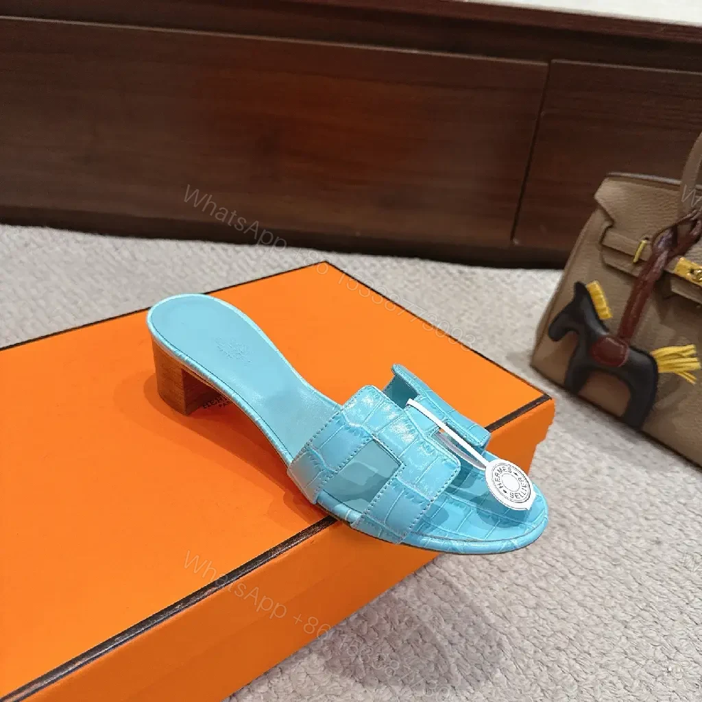 View 10 of Bright Sky Blue Leather Mules with Croc-Texture Strap - Luxury Comfort