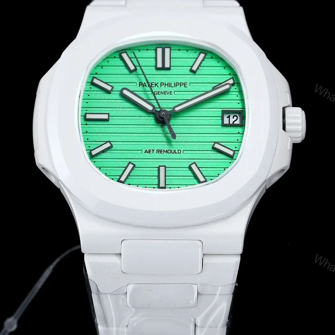 View 5 of Patek Philippe Tiffany Nautilus Watch White Ceramic Bracelet Ultimate 40MM PP-NAU-TIFF-WCER40-V2