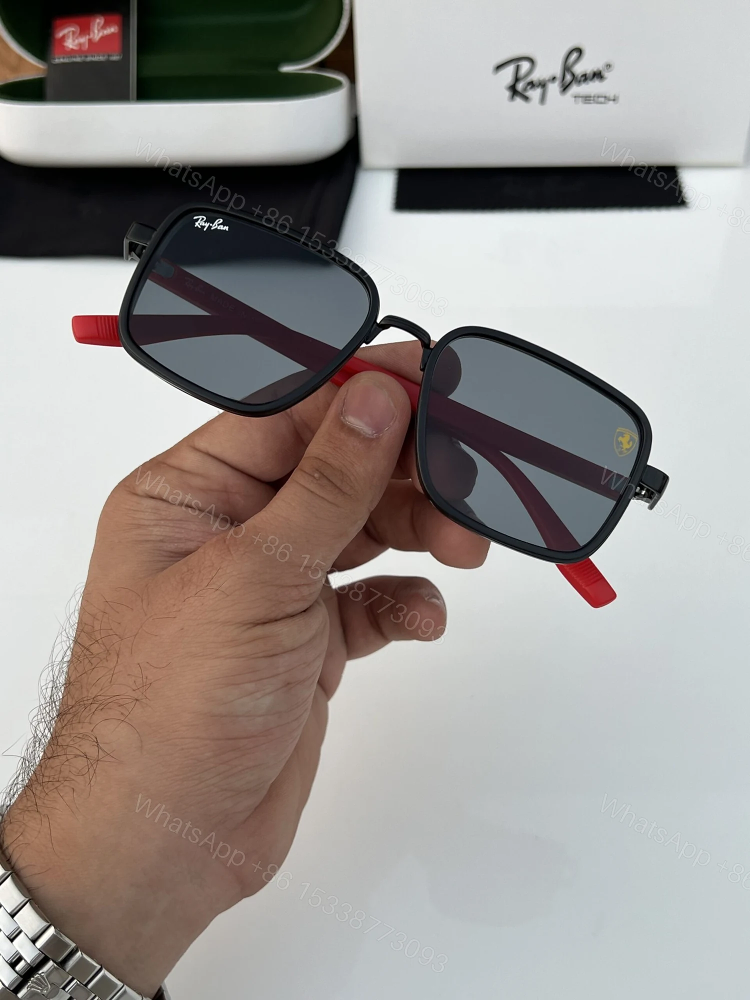 View 3 of First Copy RayBan 8840 Black Red Sunglasses