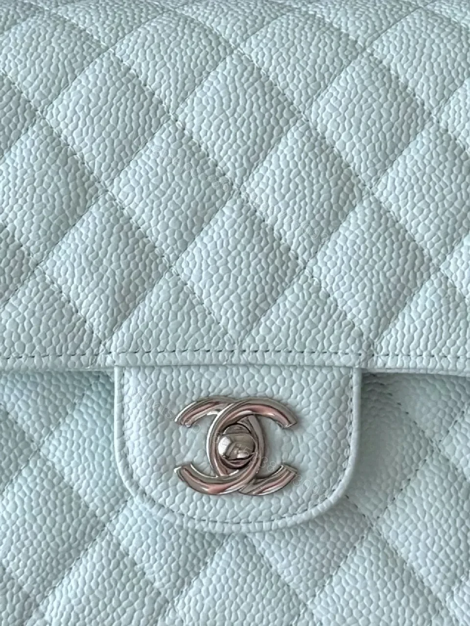 View 5 of Soft Hourglass Quilted Bag in Pale Blue - Everyday Luxury
