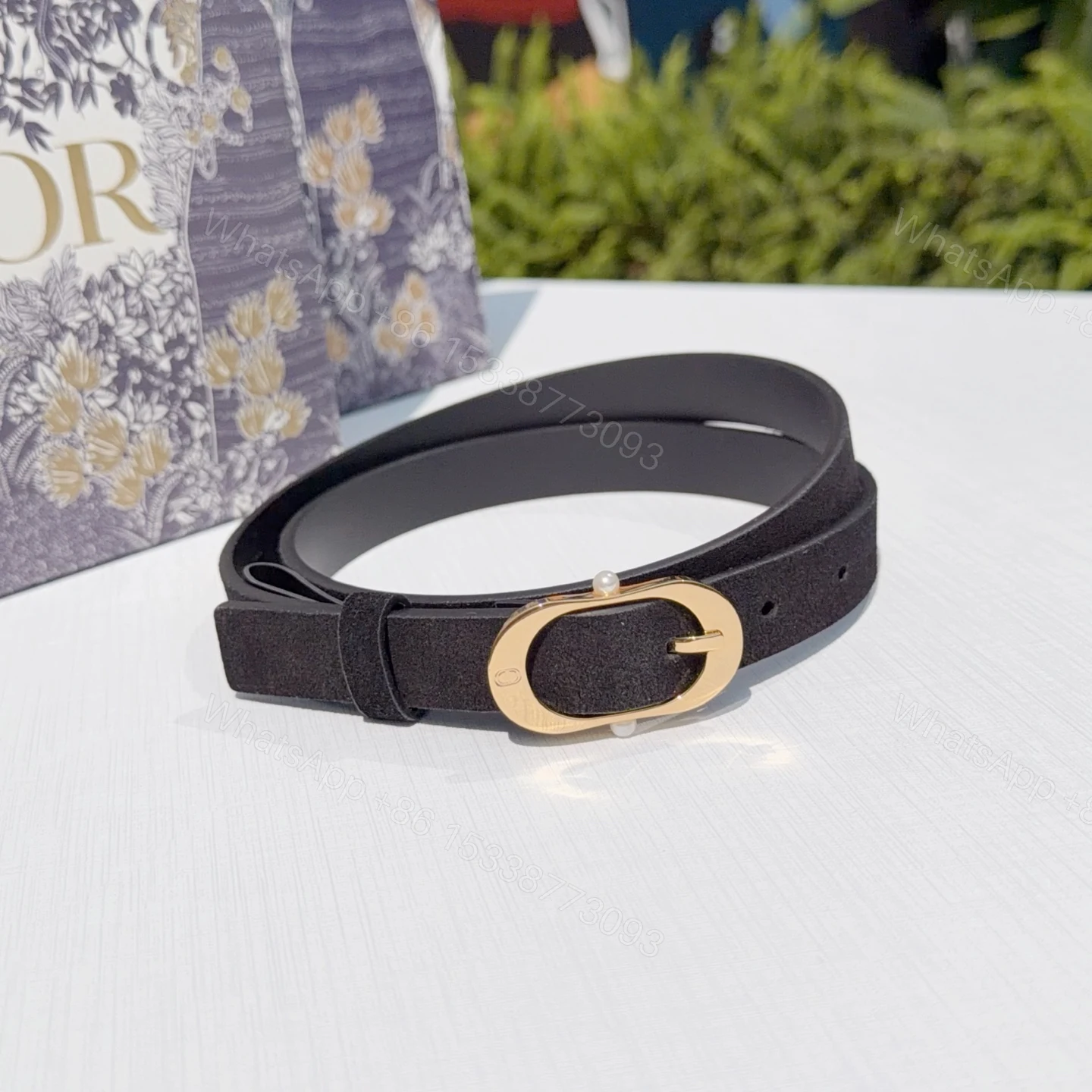 Dior 高仿 女款 窄版牛皮皮帶 金色橢圓扣 氣質穿搭款 — view 1