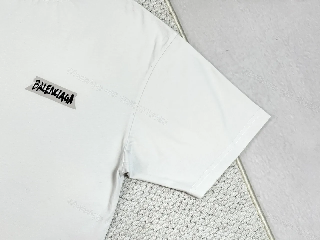 View 4 of White Cotton Tee with Minimalist Luxury Patch