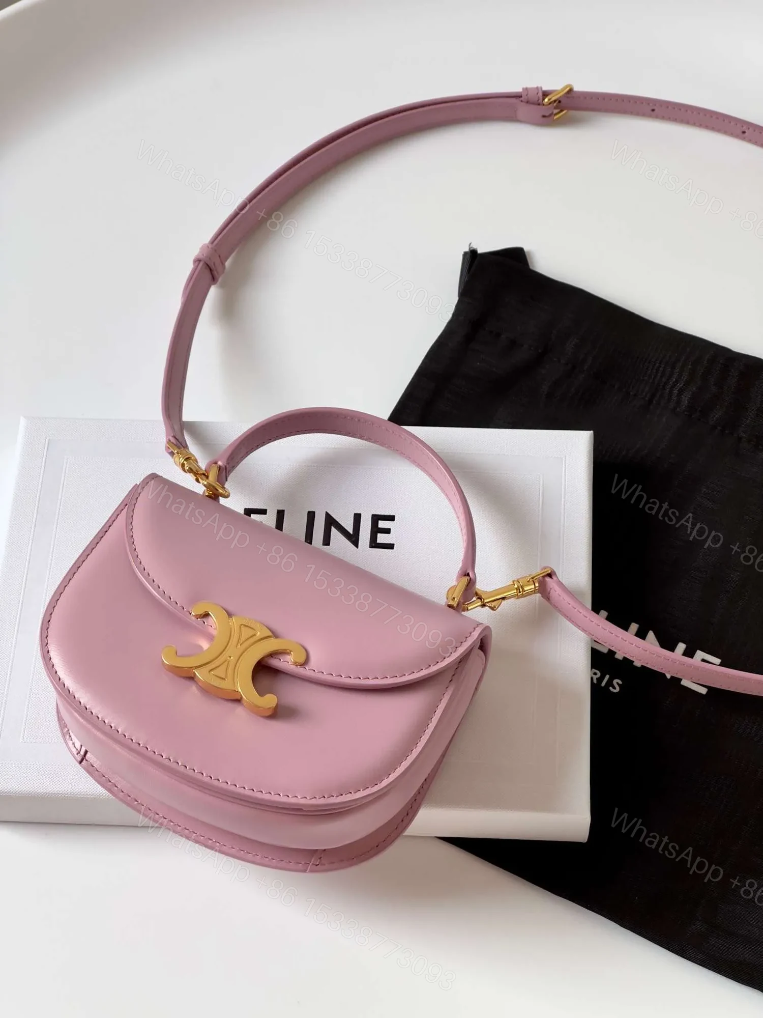 View 2 of Celine Mini Handle Crossbody Pink 15.5x11cm
