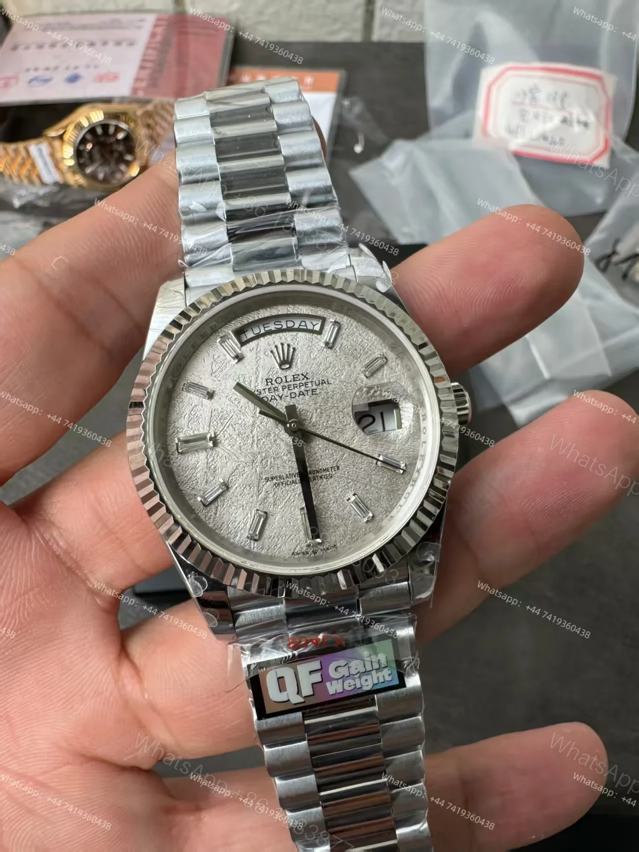 View 8 of Rolex Day-Date M228239-0055 1:1 Replica Meteorite Dial 40MM 3255 Movement Presidential Bracelet Super Clone Watch