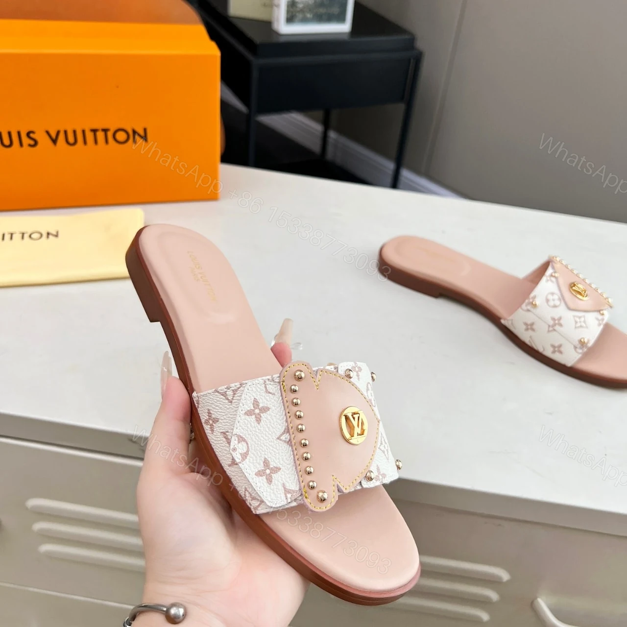 View 5 of LOUIS VUITTON LV FRAME FLAT MULE DUNE BEIGE 1AHMSB