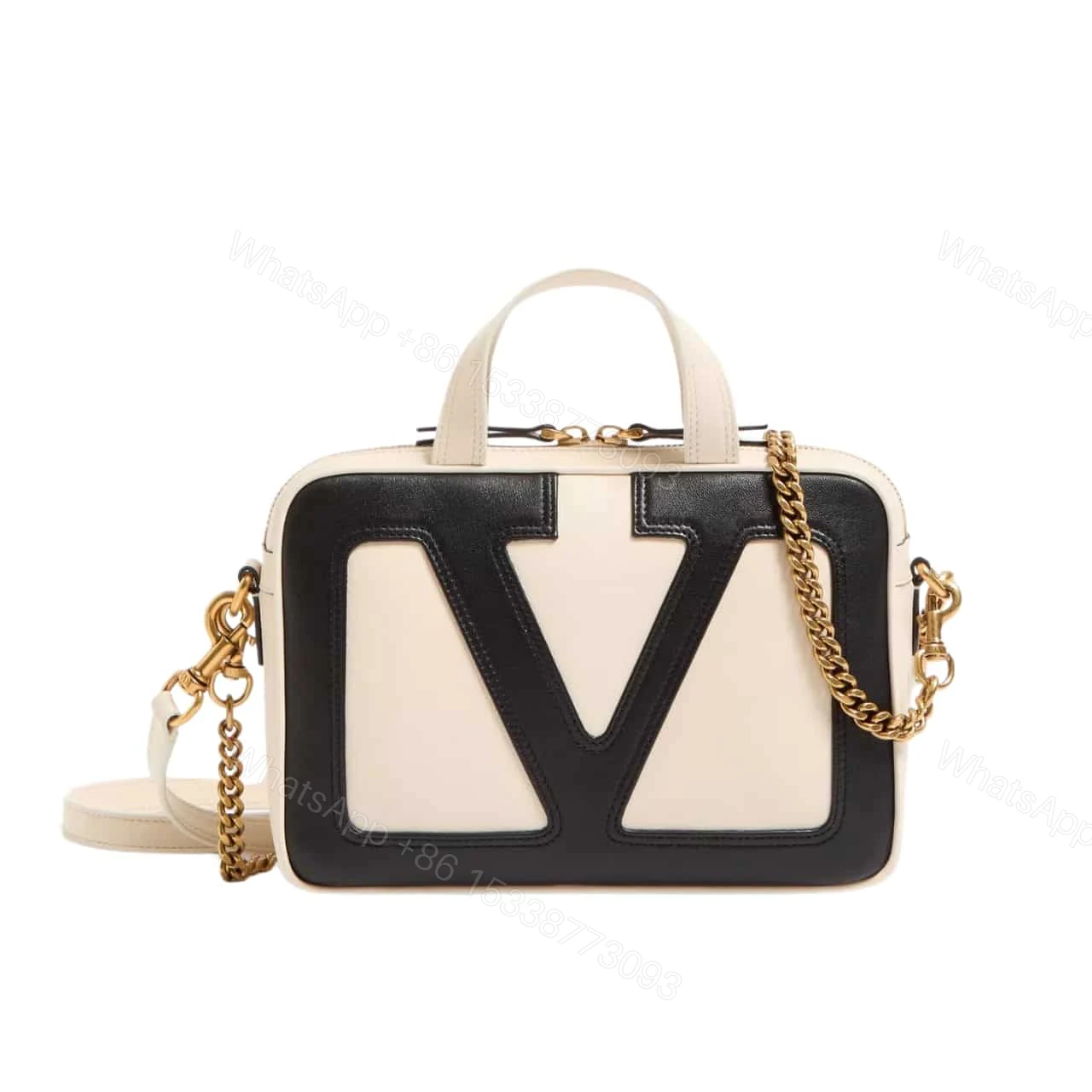 VALENTINO GARAVANI VIVA SUPERSTAR NAPPA HANDBAG BUTTER AND BLACK 6W0B0R73PTJ R4V — view 1