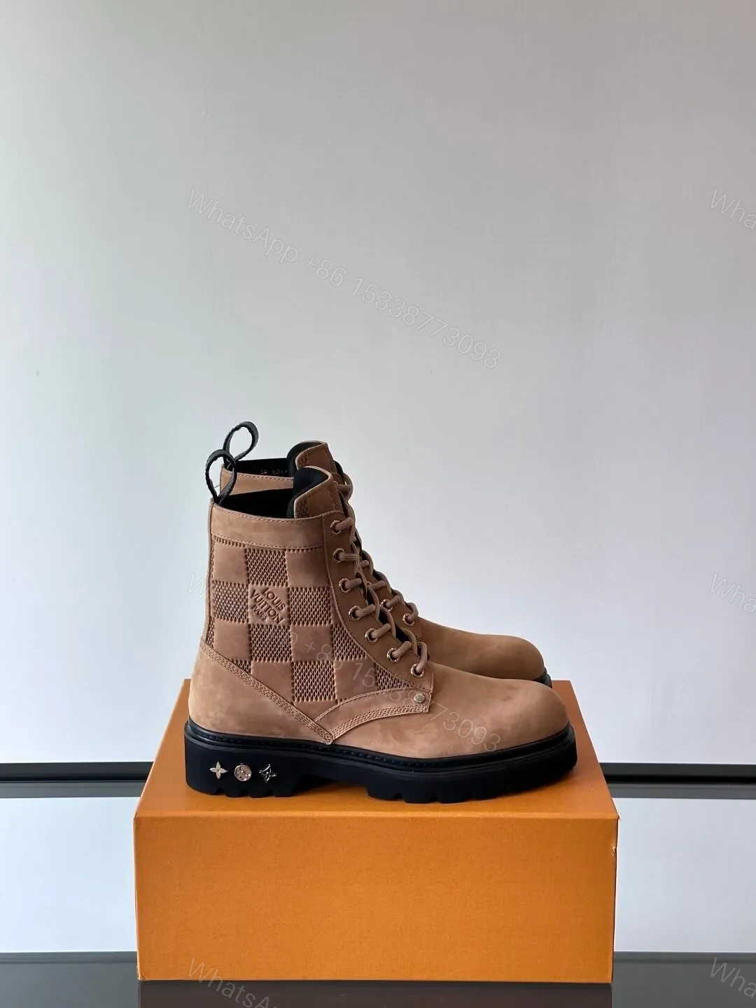 LV Men Beige Nubuck Leather Boots — view 1