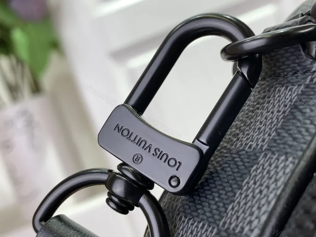 View 9 of Lux Damier Graphite Crossbody: Leather-Trim, All-Day Versatility