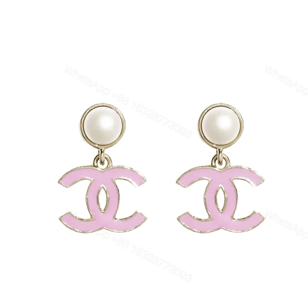 CHANEL PENDANT EARRINGS PEARLY WHITE AND PINK ABF397 B19975 NAFTT — view 1