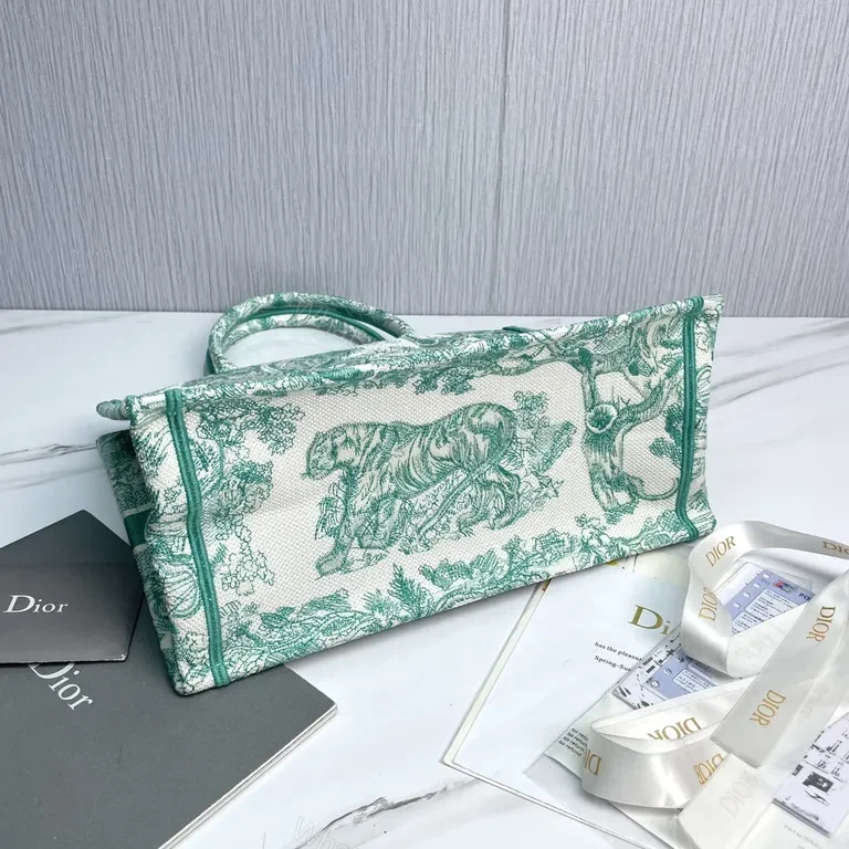 View 5 of Green Toile Signature Tote: Dior-Brand Structured Luxury Bag
