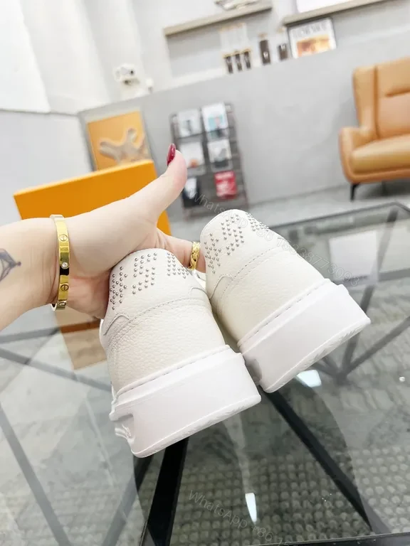 View 8 of White Leather Sneakers: Premium, LV-Inspired Luxury Casual Shoes