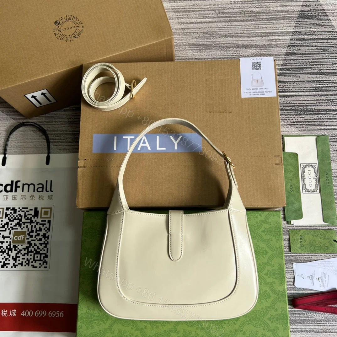 View 3 of GG JACKIE SMALL 28 SHOULDER BAG IN WHITE CALFSKIN