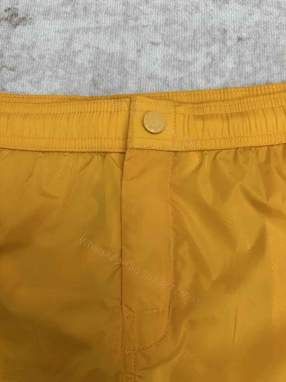 View 5 of Yellow nylon swim shorts with drawstring and logo patch for everyday luxury