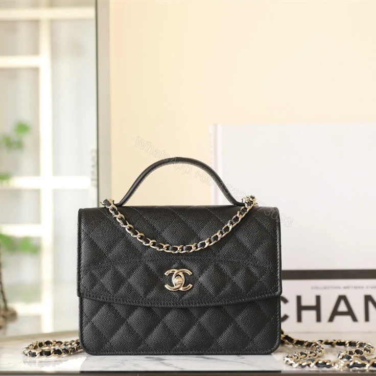 高仿Chanel*25C系列AS4406小球紋牛皮郵差包黑色免檢版 — view 1