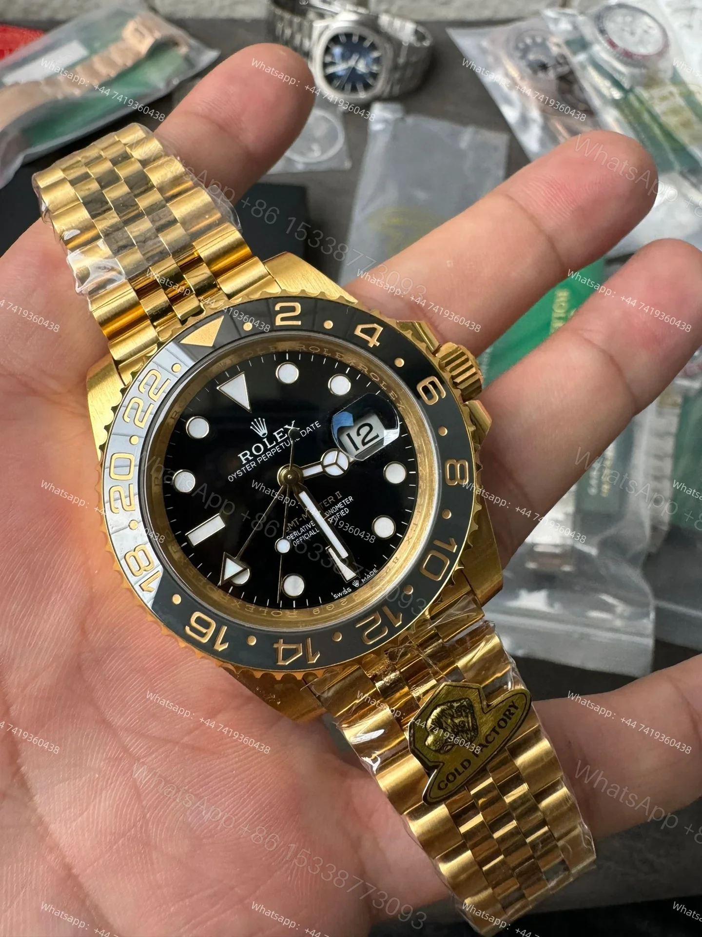 View 4 of Rolex Super Clone Watches 1:1 Gold GMT-Master II 126718GRNR Weighted Edition