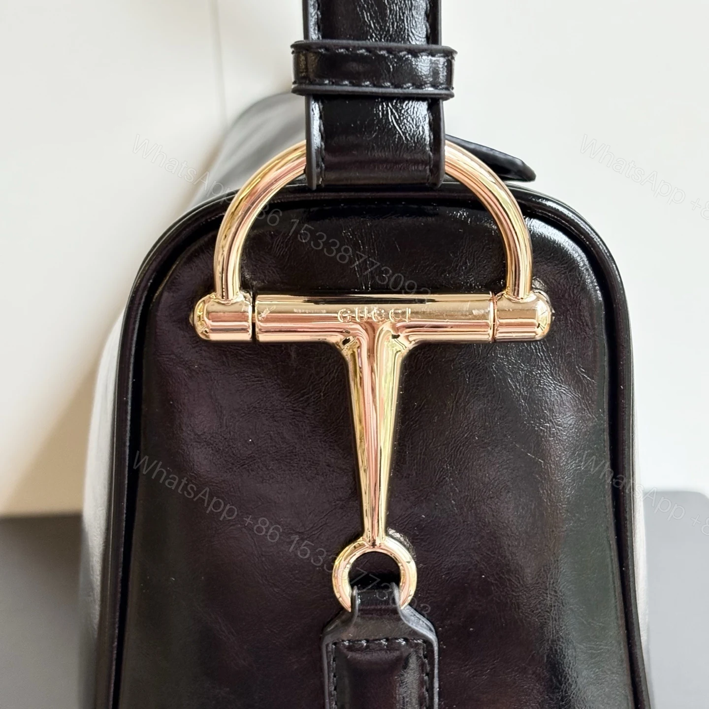 View 6 of Gucci Half Horsebit Large Shoulder Bag Black 38Cm