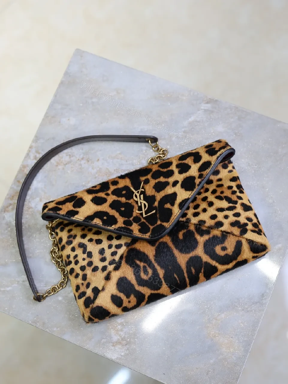 View 7 of Leopard Print Luxe Clutch with Gold Chain