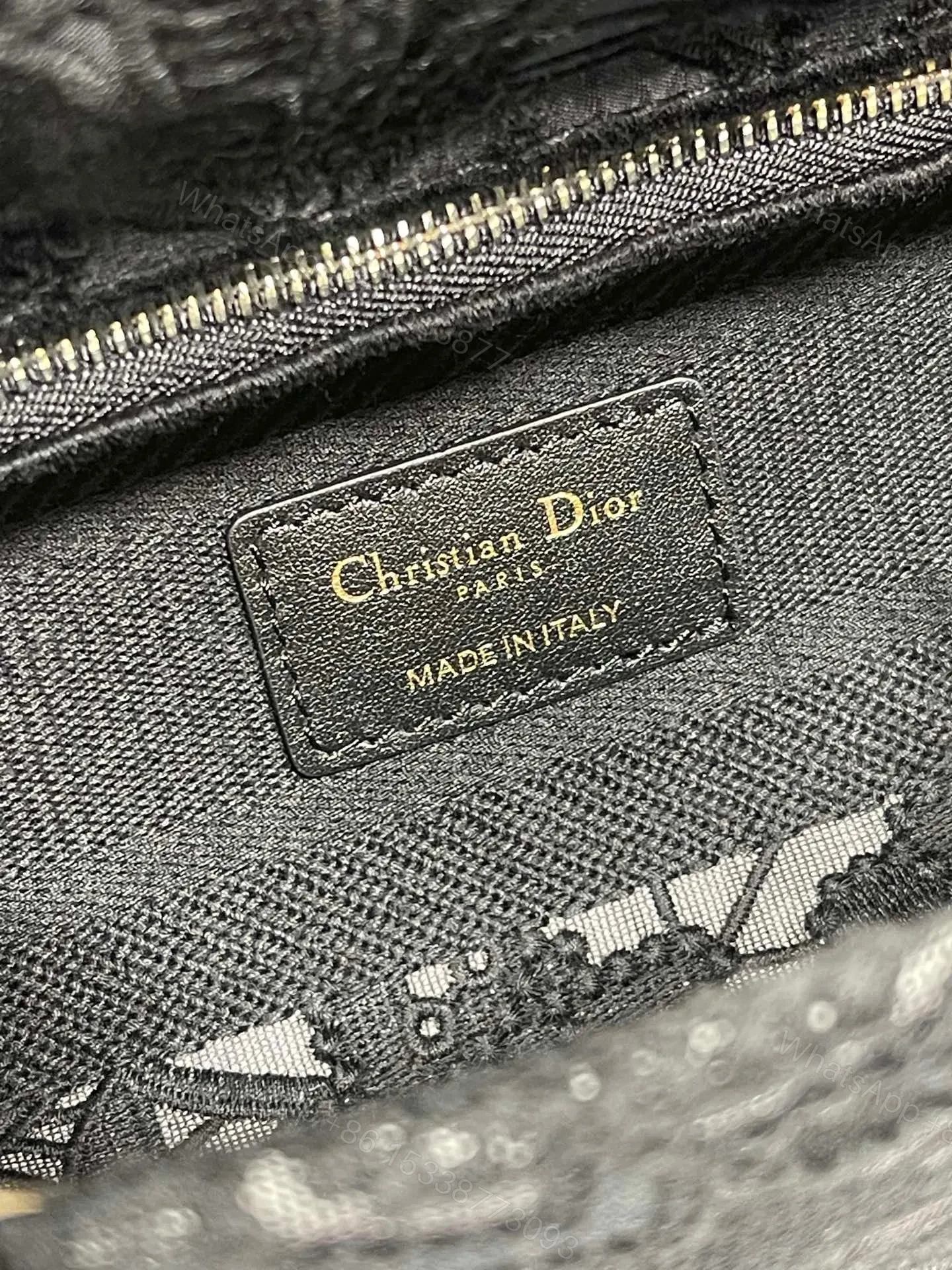 View 7 of Christian Dior Medium Lady D-Lite bag in black lace embroidery