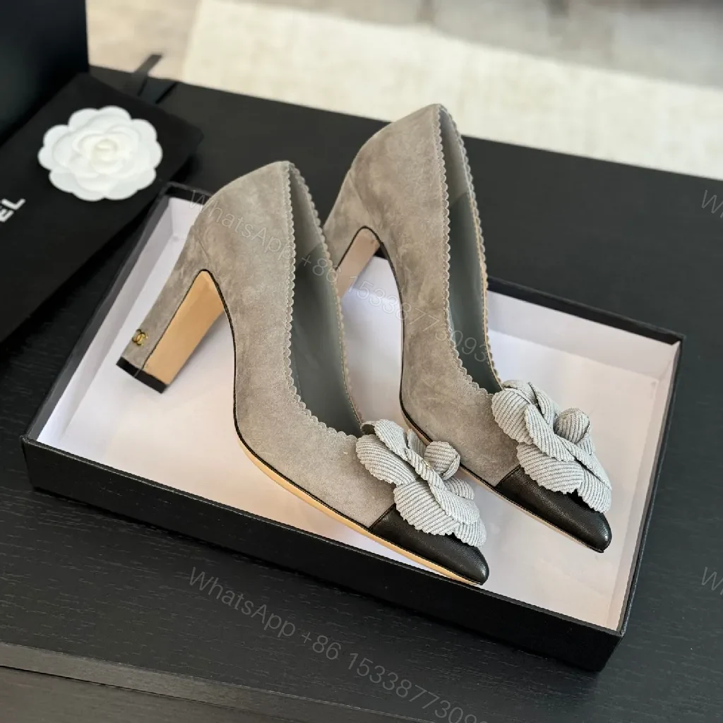 View 2 of Soft Taupe Corded-Flower Pumps with Chanel Twist Footwear