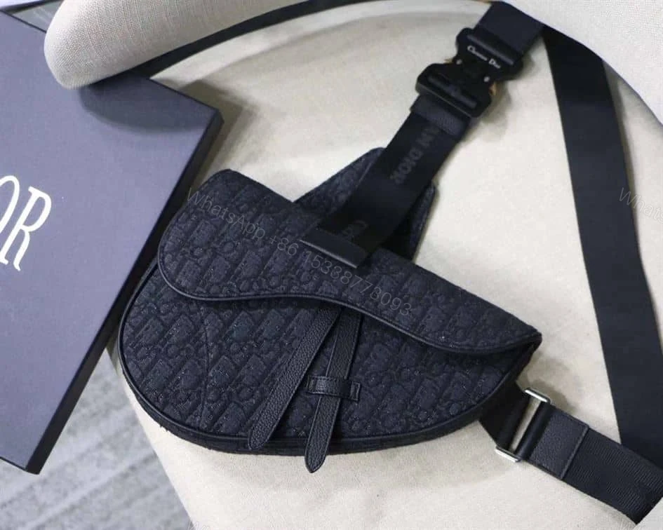 View 8 of SADDLE BAG BLACK DIOR OBLIQUE JACQUARD – DR06