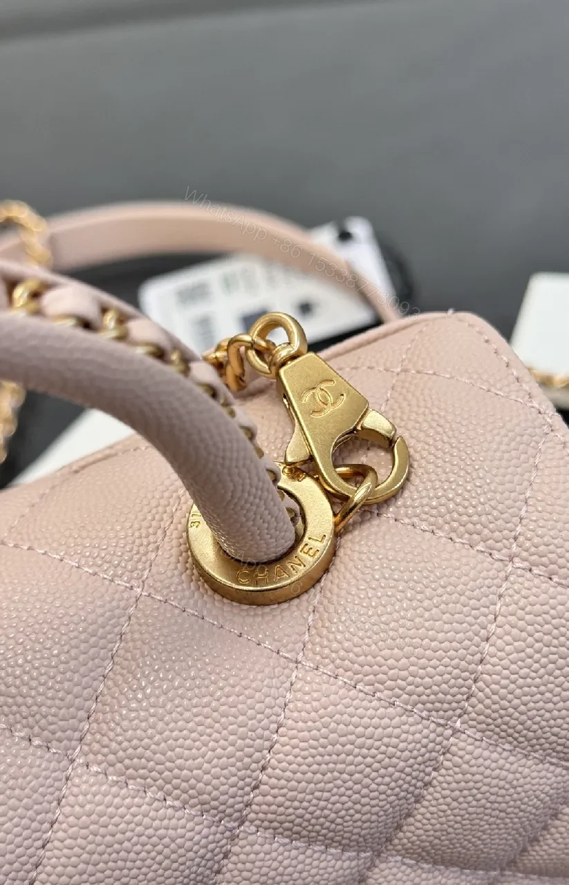 View 2 of Soft Pink Quilted Mini Bag with Gold Chain — Chic Everyday Luxury