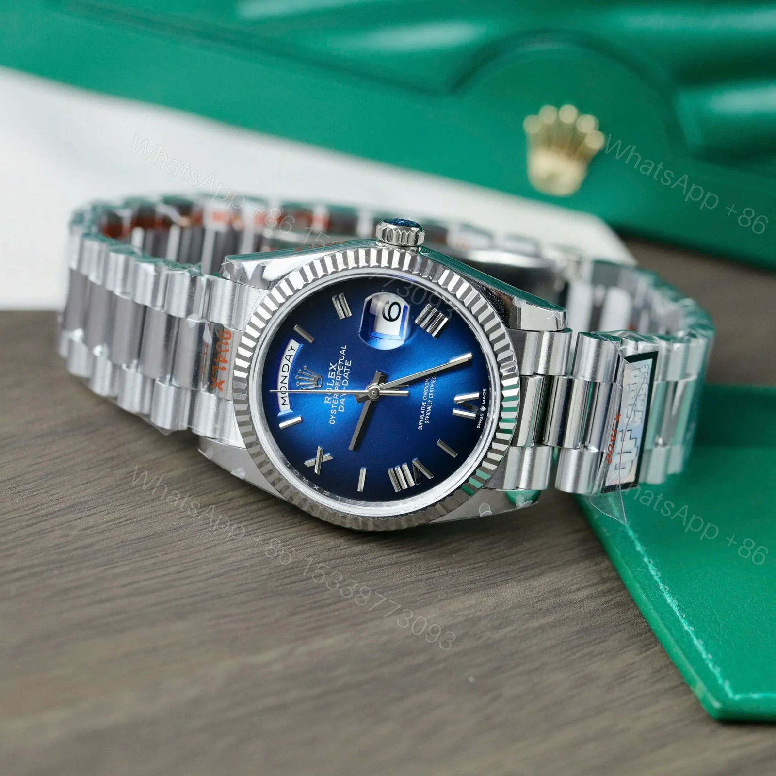 View 4 of Superclone Rolex Day-Date Blue Ombré Dial 128239-0063 36 mm