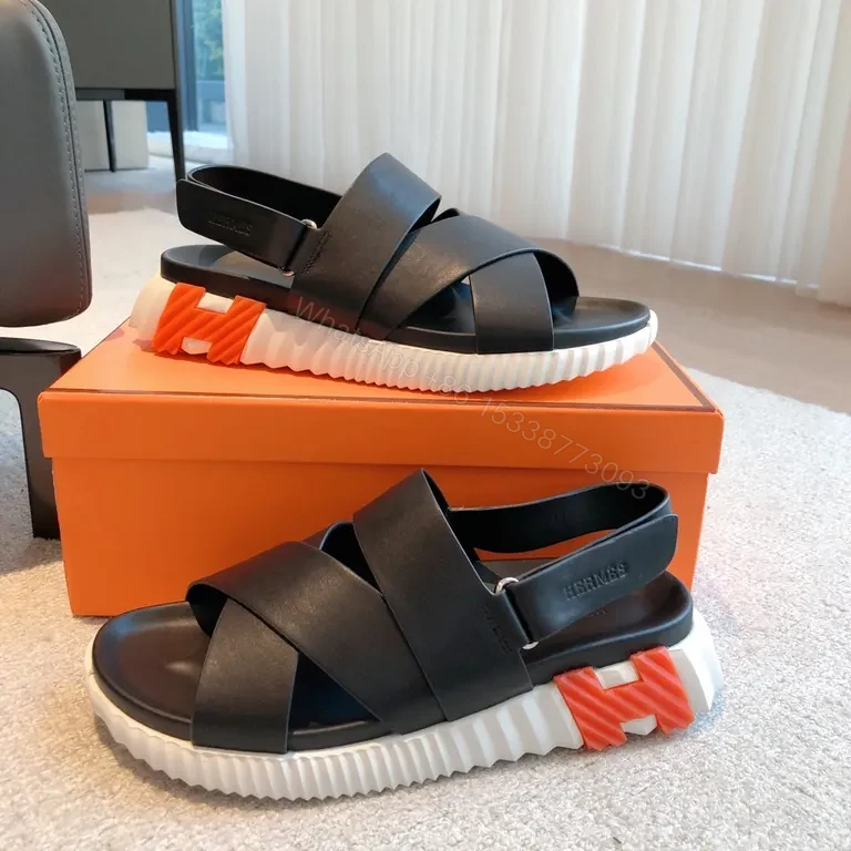 View 3 of Cross-Strap Leather Sandal: Chic Luxury Everyday Sandals