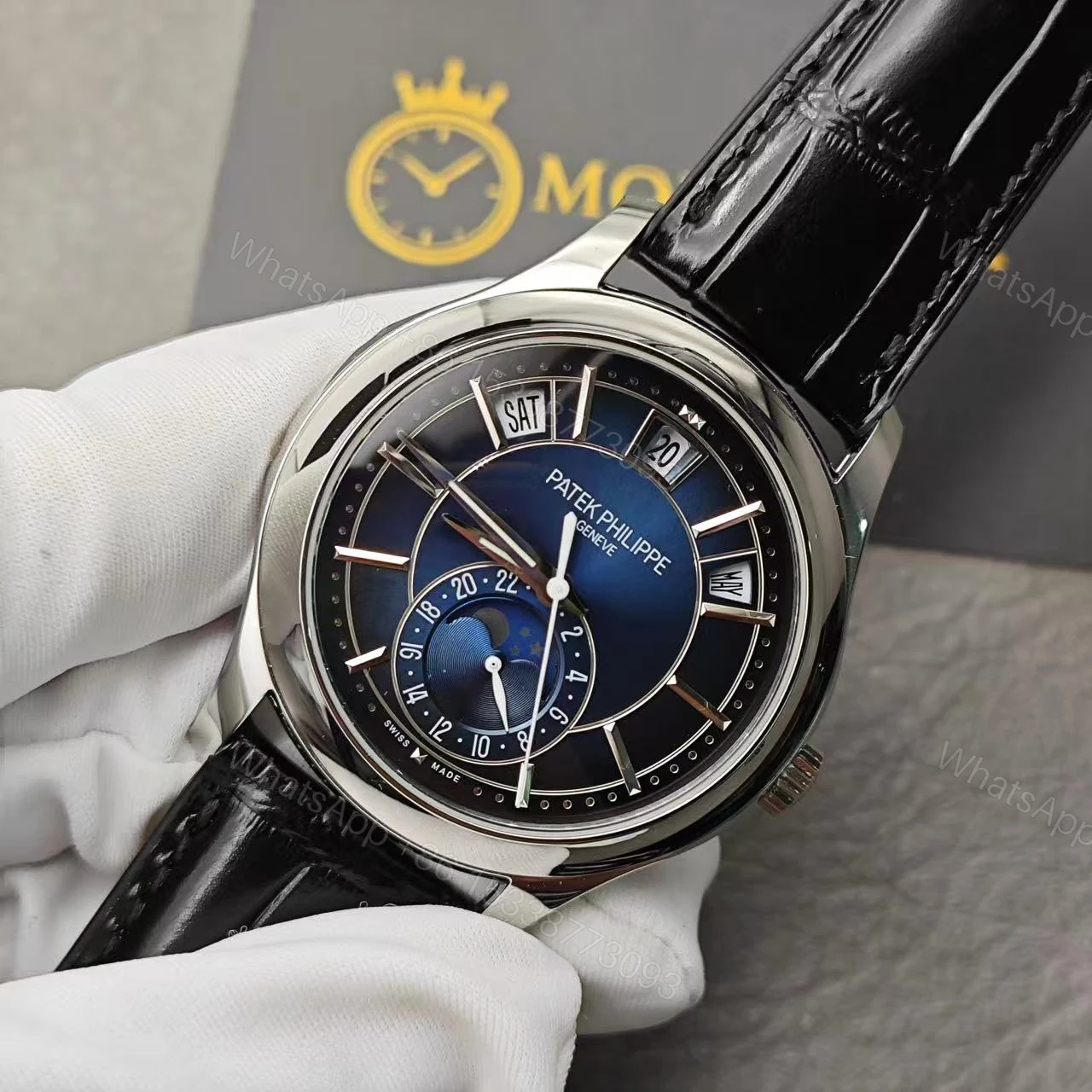 View 3 of Replica Patek Philippe Complications Annual Calendar White Gold 5205G 013 40MM