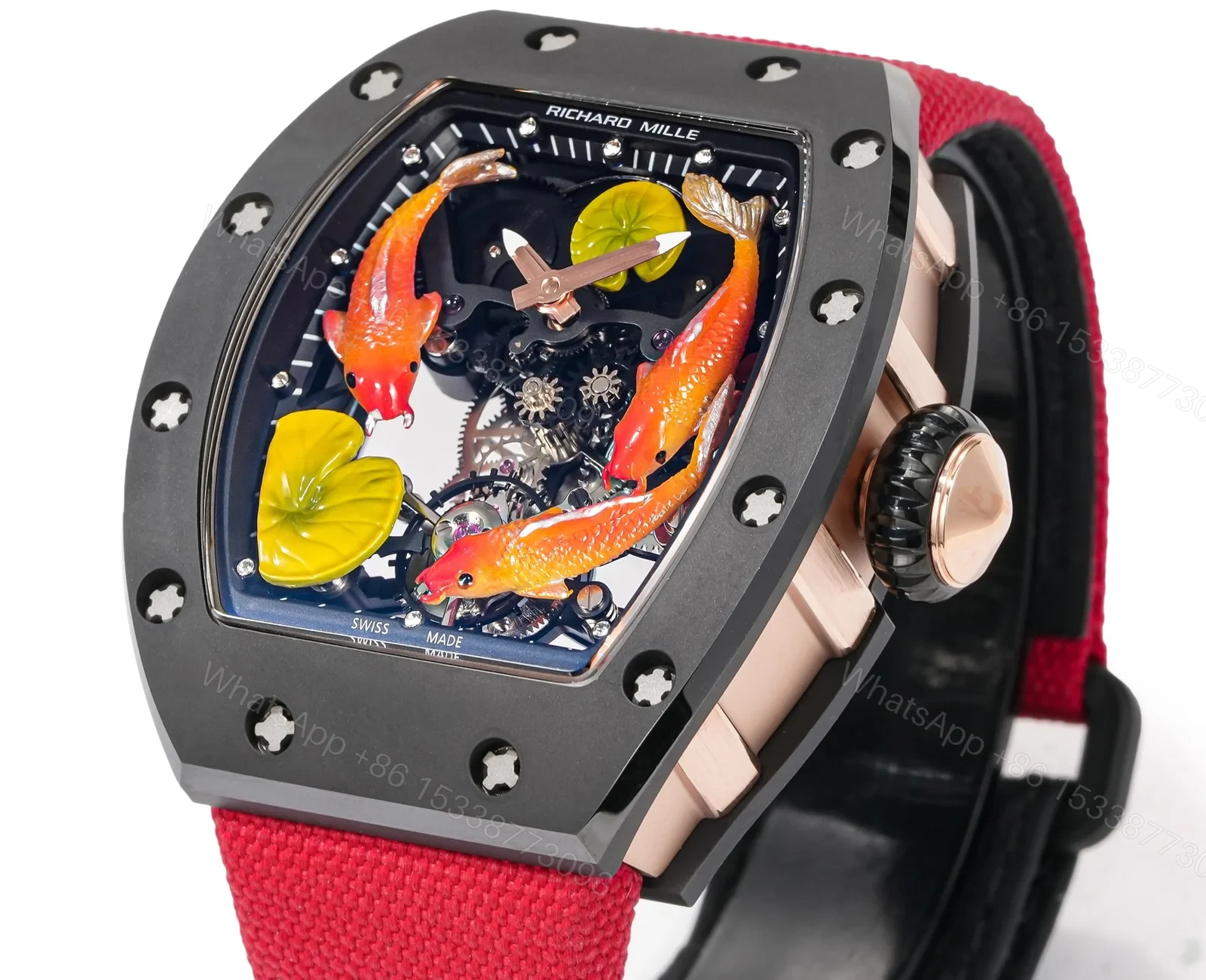 View 5 of Richard Mille RM S10 Koi Tourbillon Watch Red Gold Diamond Koi Oriental Art Skeleton Dial Mechanical Luxury TimepieceRM-S10-KOI-DGT-LUX