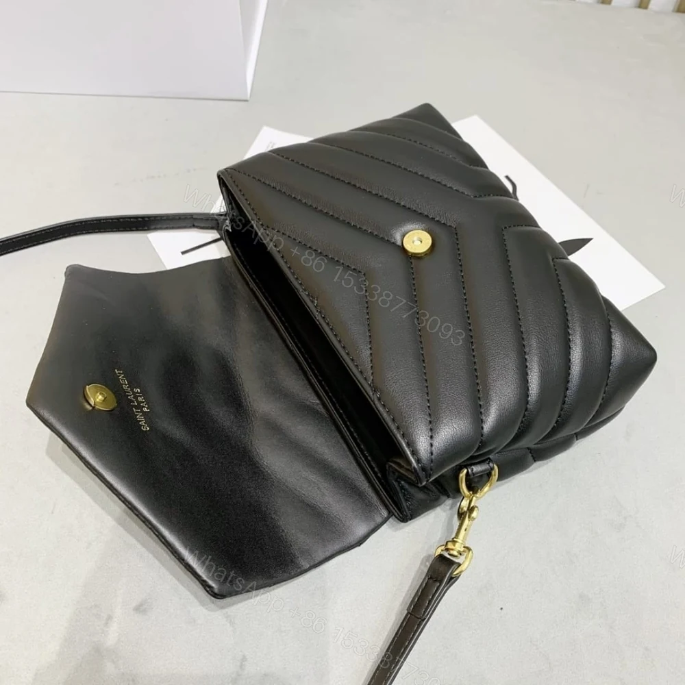 View 7 of Saint Laurent Loulou Toy Strap Bag In Quilted Y Black With Bronze Toned Metal Hardware 20Cm 678401DV7071000