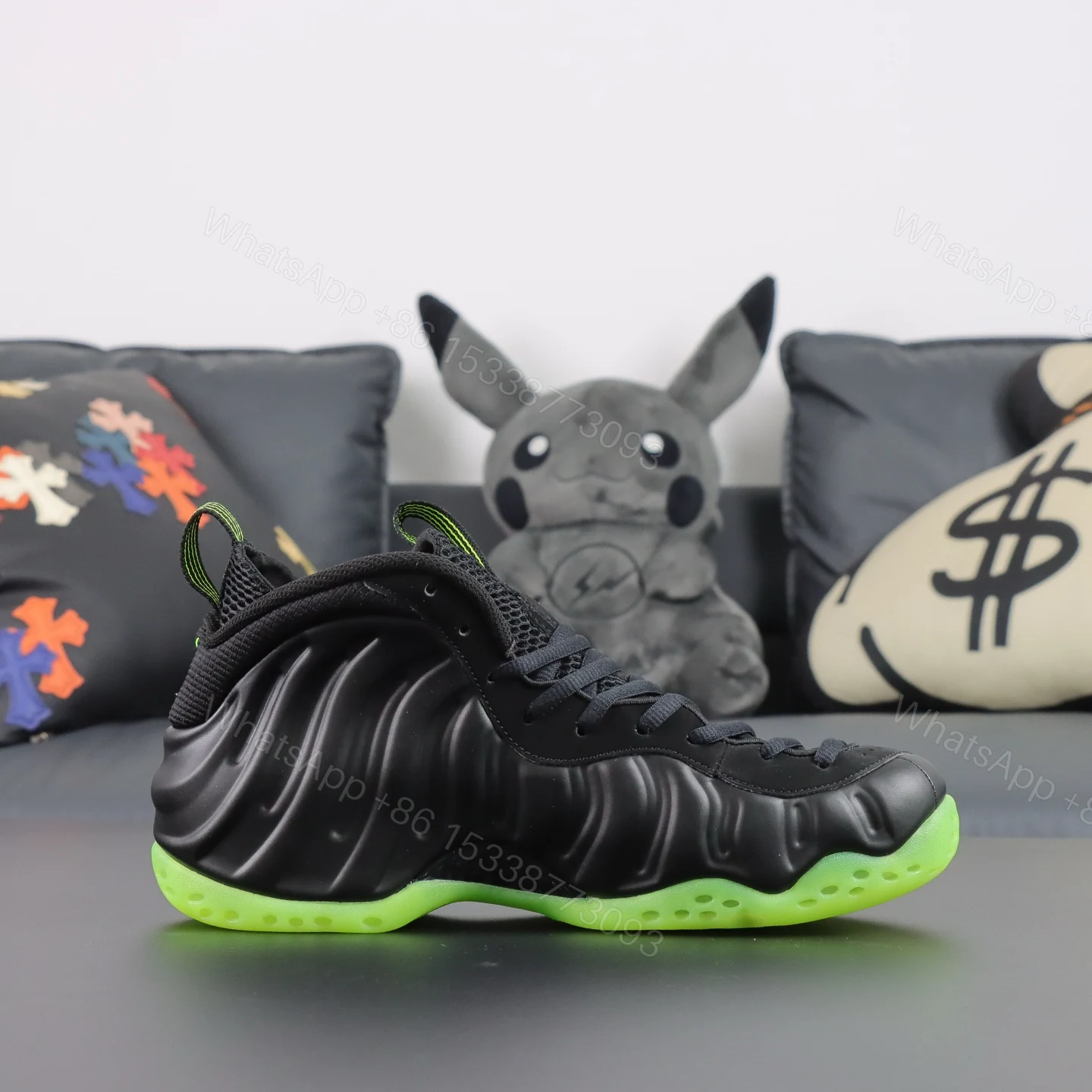 View 2 of Foamposite One “’Green Gobin”