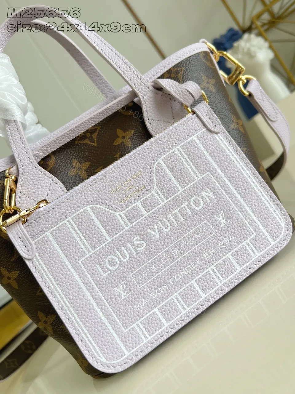 View 4 of Soft-Pink Monogram Mini Bag: Structured Luxe Carryall