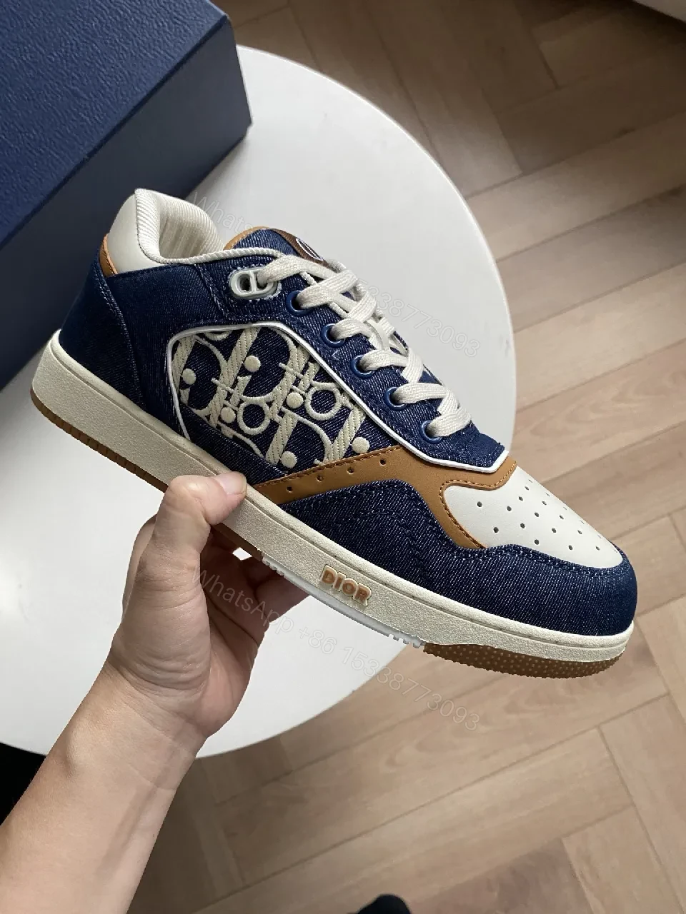 Denim-Texture Sneaker with Signature Panel Detailing High-Top Style — view 1