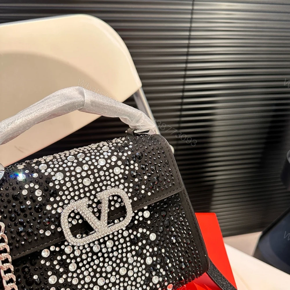 View 3 of VALENTINO GARAVANI VSLING CRYSTAL EMBELLISHED BAG IN BLACK 19CM