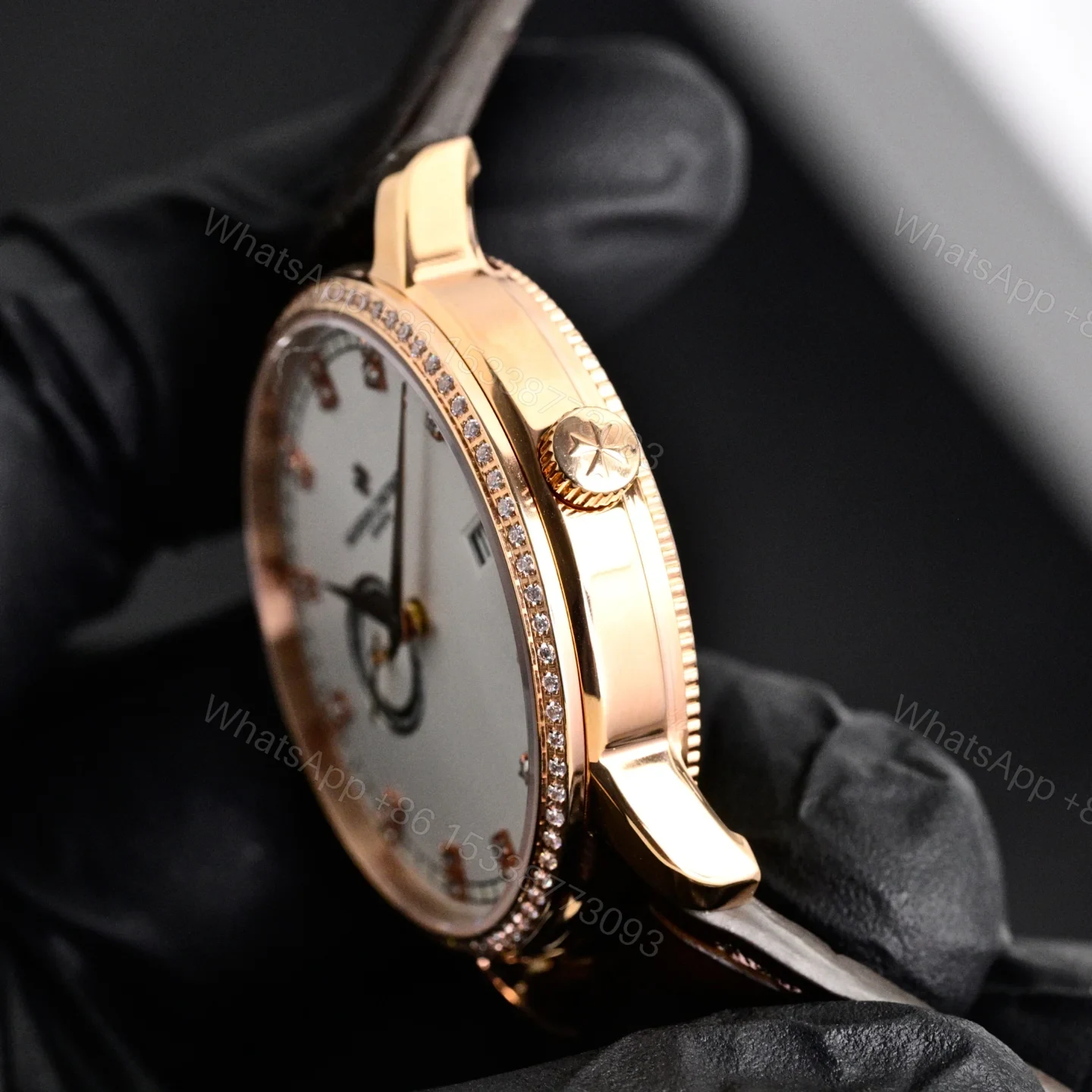 View 4 of Vacheron Constantin Traditionnelle Small Seconds Men’s Watch – 18K Rose Gold Diamond Bezel 82572/000R-9604
