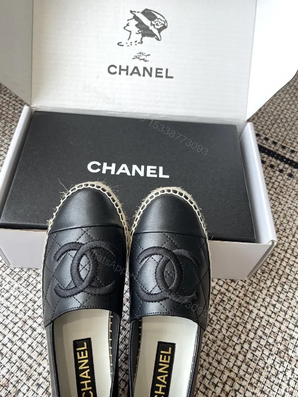 View 8 of Black Leather Espadrilles, Quilted Charm, Comfort-First Footwear