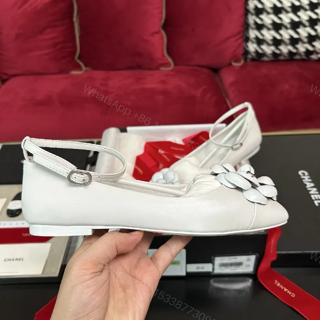View 2 of White Satin Ballet Flats with Floral Embellishments – Luxe Everyday Comfort